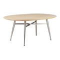 Eiken ovalen eettafel met metalen poten